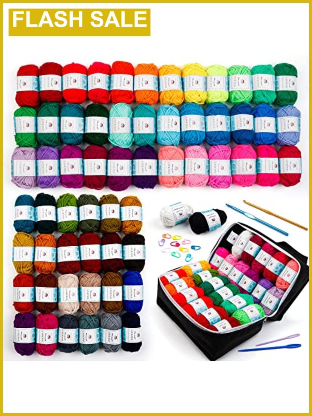 62 Acrylic Yarn Skeins 2170 Yards Crochet Kit for Knitting Beginners